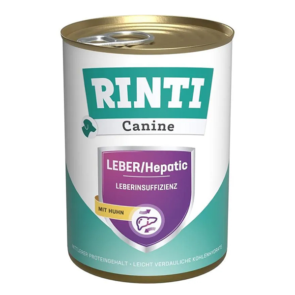 Rinti Canine Veterinary LEBER/Hepatic mit Huhn РІНТІ ВЕТЕРІНАРІ ГЕПАТІК КУРКА дієтичний вологий корм для собак із захворюваннями печінки, банка