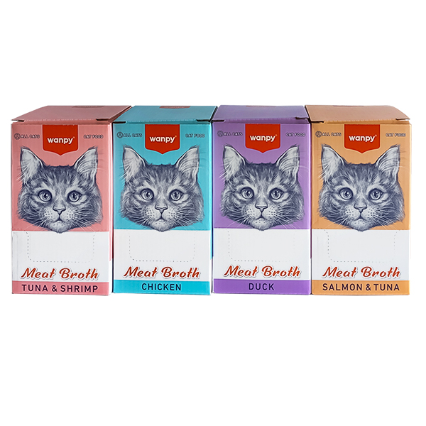 СТІЙКА з повним набором беззернових супів для котів Wanpy Meat Broths, комплект 48+4