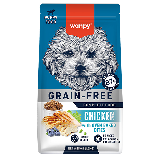 Wanpy Puppy Grain Free Chicken ВАНПІ КУРКА ДЛЯ ЦУЦЕНЯТ сухий повнораціонний беззерновий корм для цуценят
