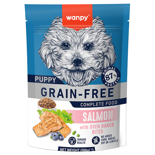 Wanpy Puppy Grain Free Salmon ВАНПІ ЛОСОСЬ ДЛЯ ЦУЦЕНЯТ сухий повнораціонний беззерновий корм для цуценят